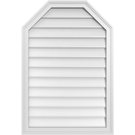 Ekena Millwork Octagonal Top Surface Mount PVC Gable Vent w/ 2"W x 1-1/2"P Brickmould Frame, 26"W x 38"H GVPOT26X3802SN